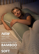 55 Inch U Shaped Pregnancy Pillow, Sage Green Bamboo Rayon Cooling Cover
