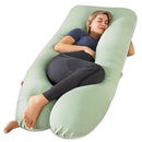 55 Inch U Shaped Pregnancy Pillow, Sage Green Bamboo Rayon Cooling Cover