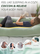 55 Inch U Shaped Pregnancy Pillow, Sage Green Bamboo Rayon Cooling Cover
