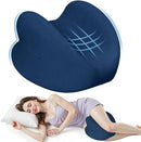 Heart-Shaped Knee Pillow for Side Sleepers, Blue Memory Foam Leg Support