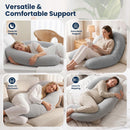 C Shaped Body Pillow for Side Sleepers, Grey, Adjustable Memory Foam Support